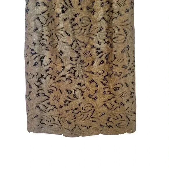 Banana Republic Women's Gold Lace Lined Sleeveless Shift Dress - Picture 6 of 12